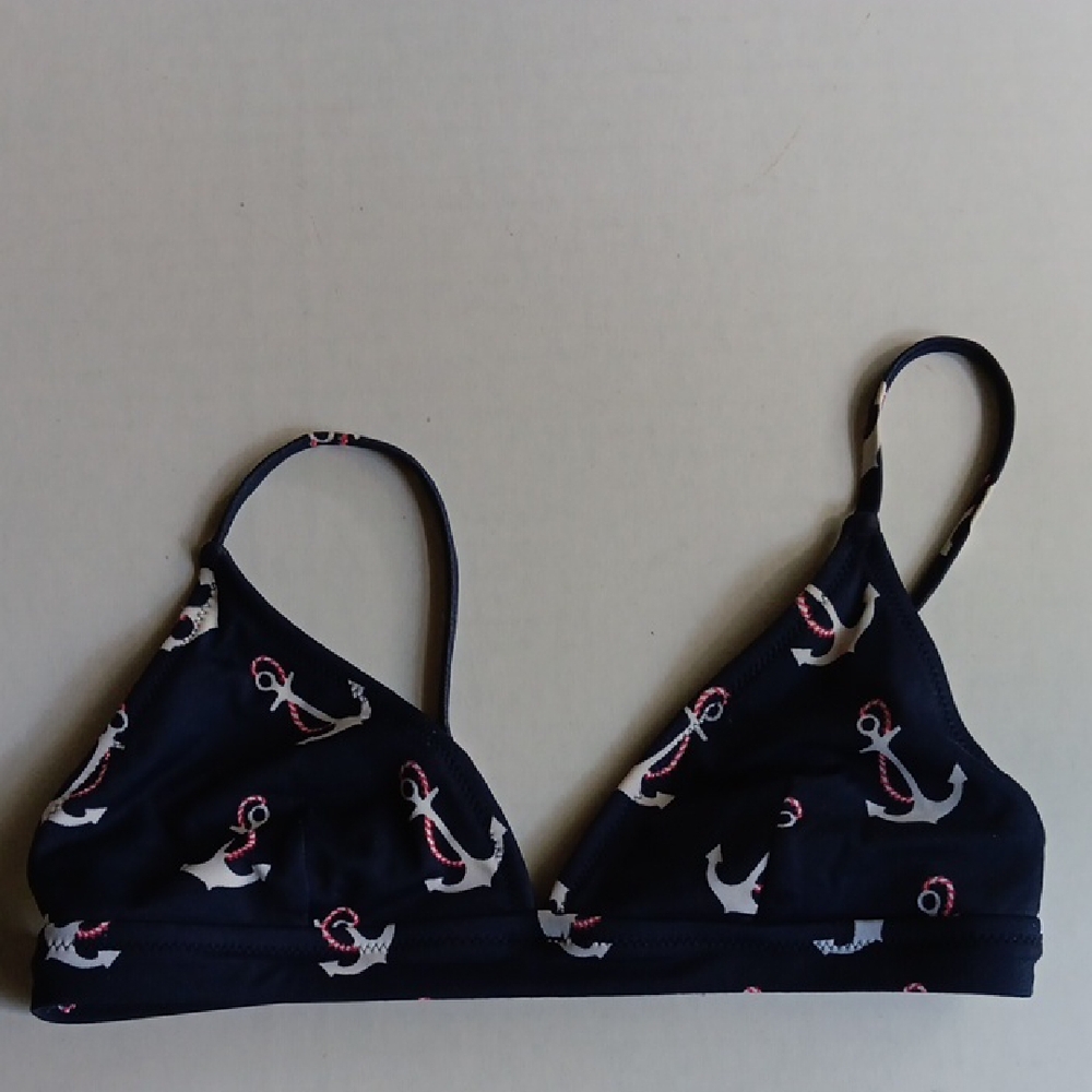 J. CREW NAVY ANCHOR PRINT BIKINI TOP